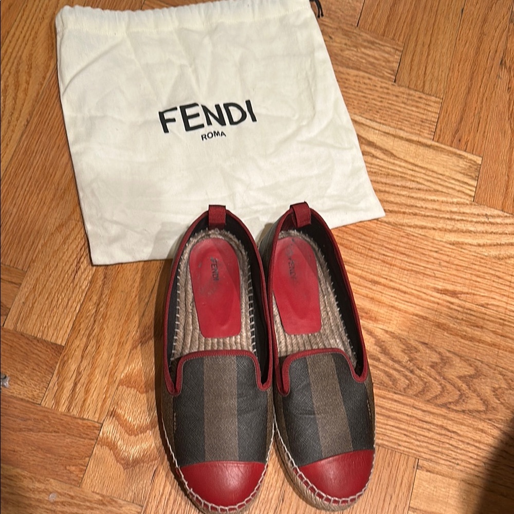 Fendi Dequin Stripe Espadrille Red and Black Espadrilles - new condition - EU 42 - Picture 5 of 9